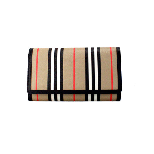 Hannah Icon Stripe Archive Black E-Canvas Leather Wallet Crossbody Bag