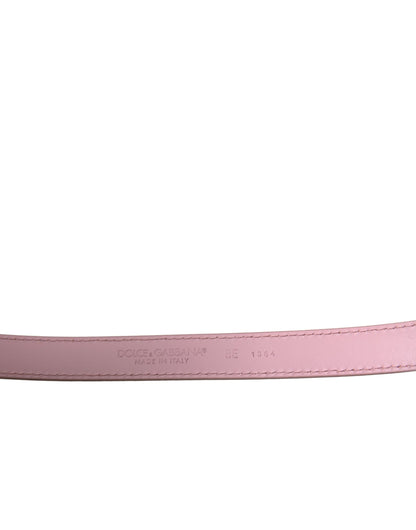 Pink Leather Gold Square Metal Buckle Belt