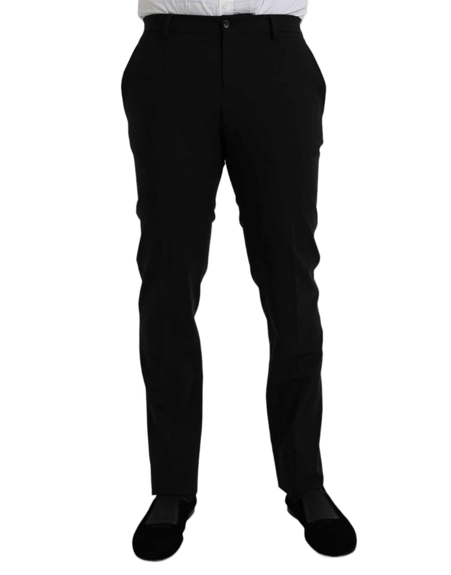 Black Wool Slim Fit Dress Formal Pants