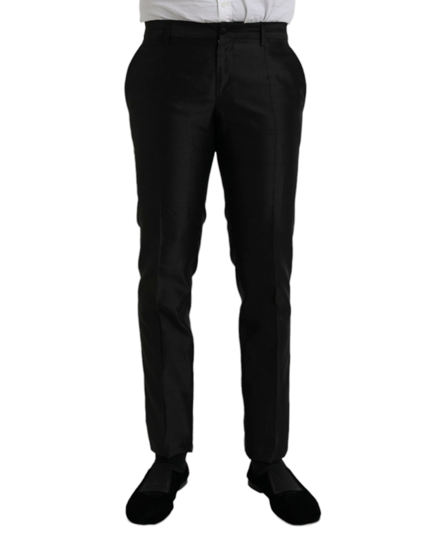 Black Silk SlimFit Dress Formal Pants