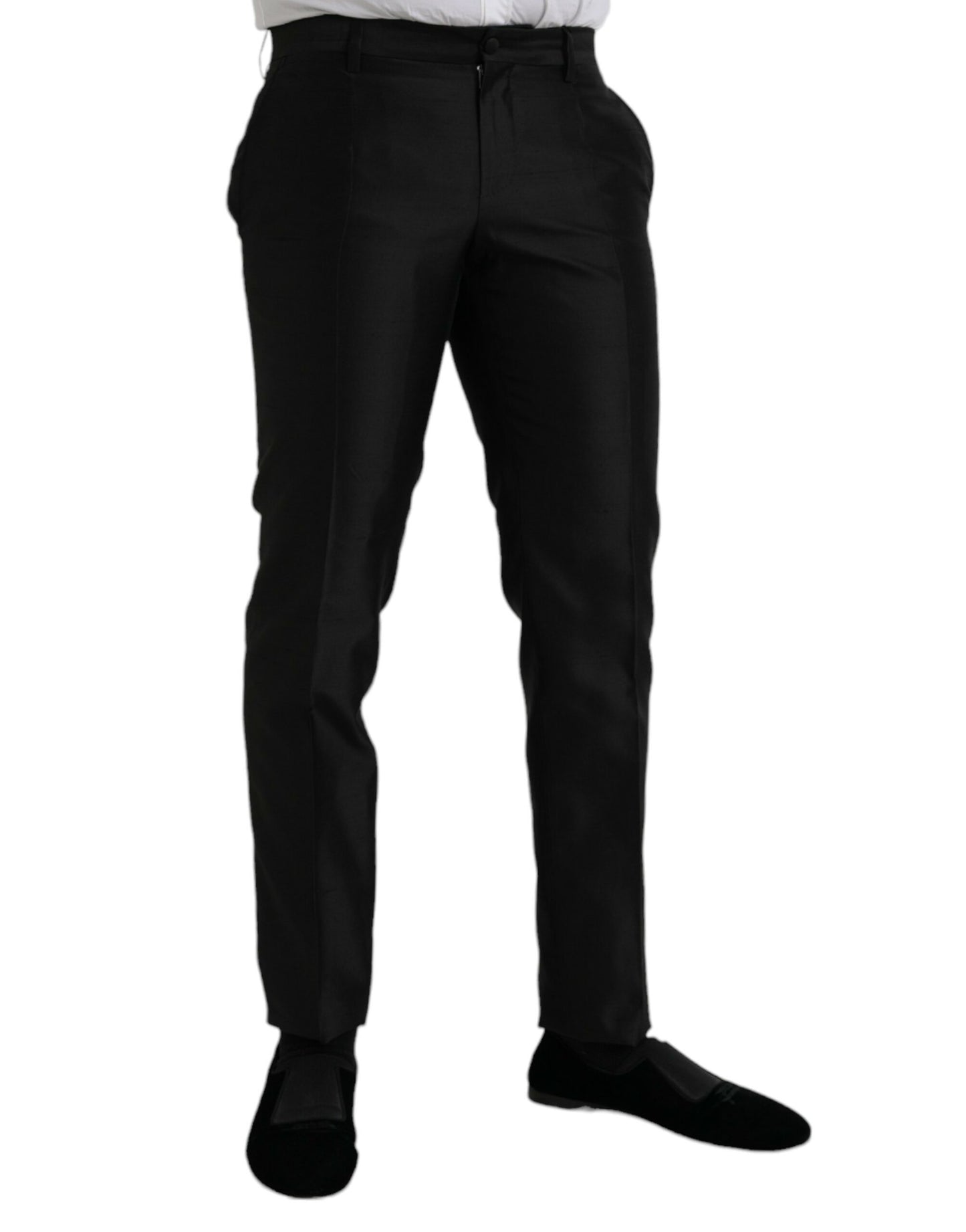 Black Silk SlimFit Dress Formal Pants