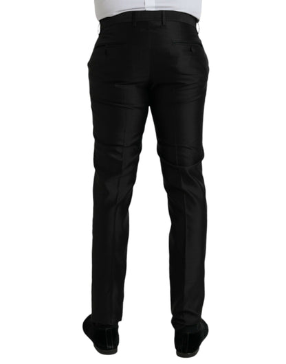 Black Silk SlimFit Dress Formal Pants