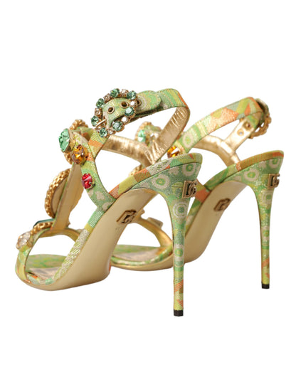 Multicolor Jacquard Crystals Sandals Shoes