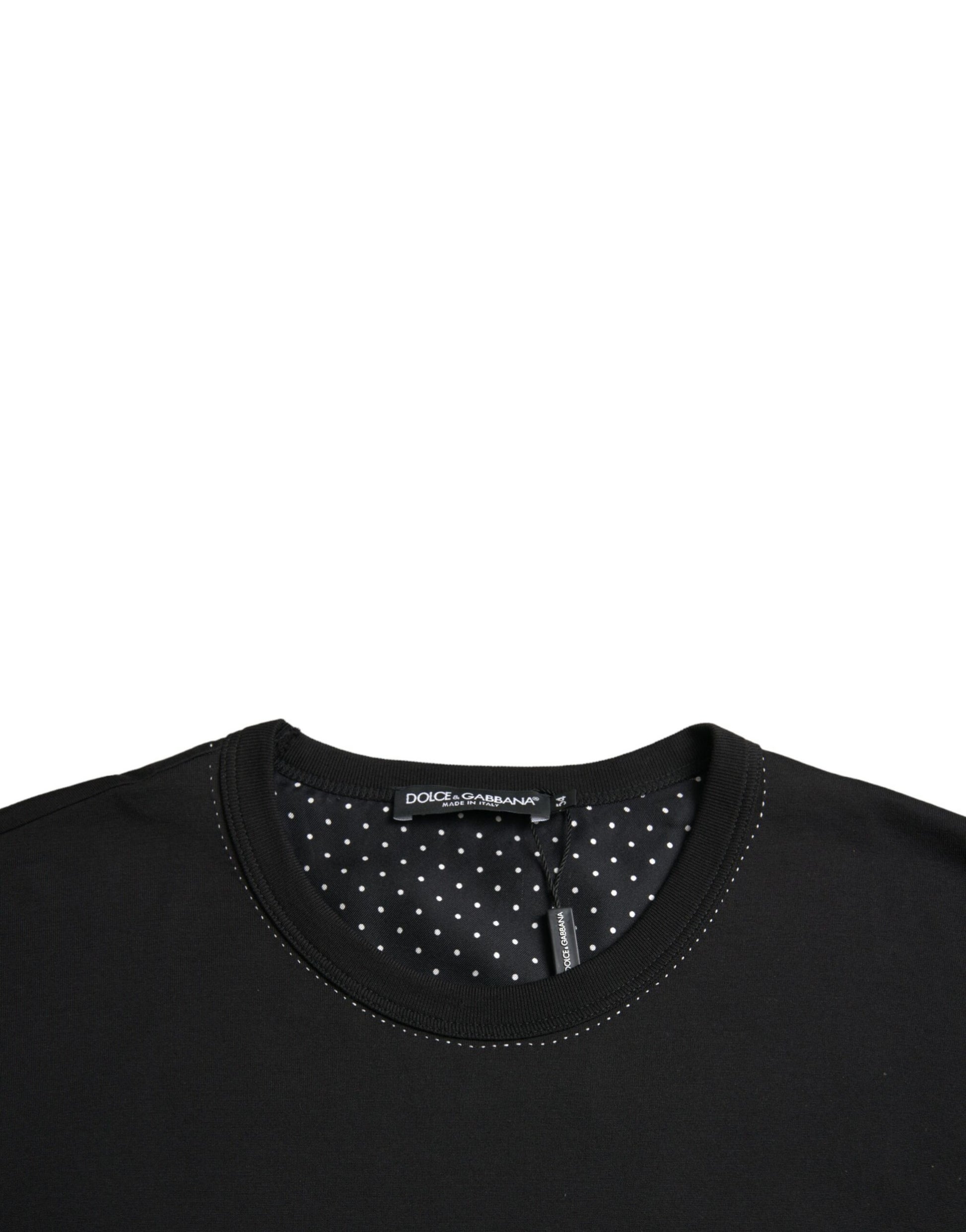 Black Cotton Round Neck Short Sleeve T-shirt