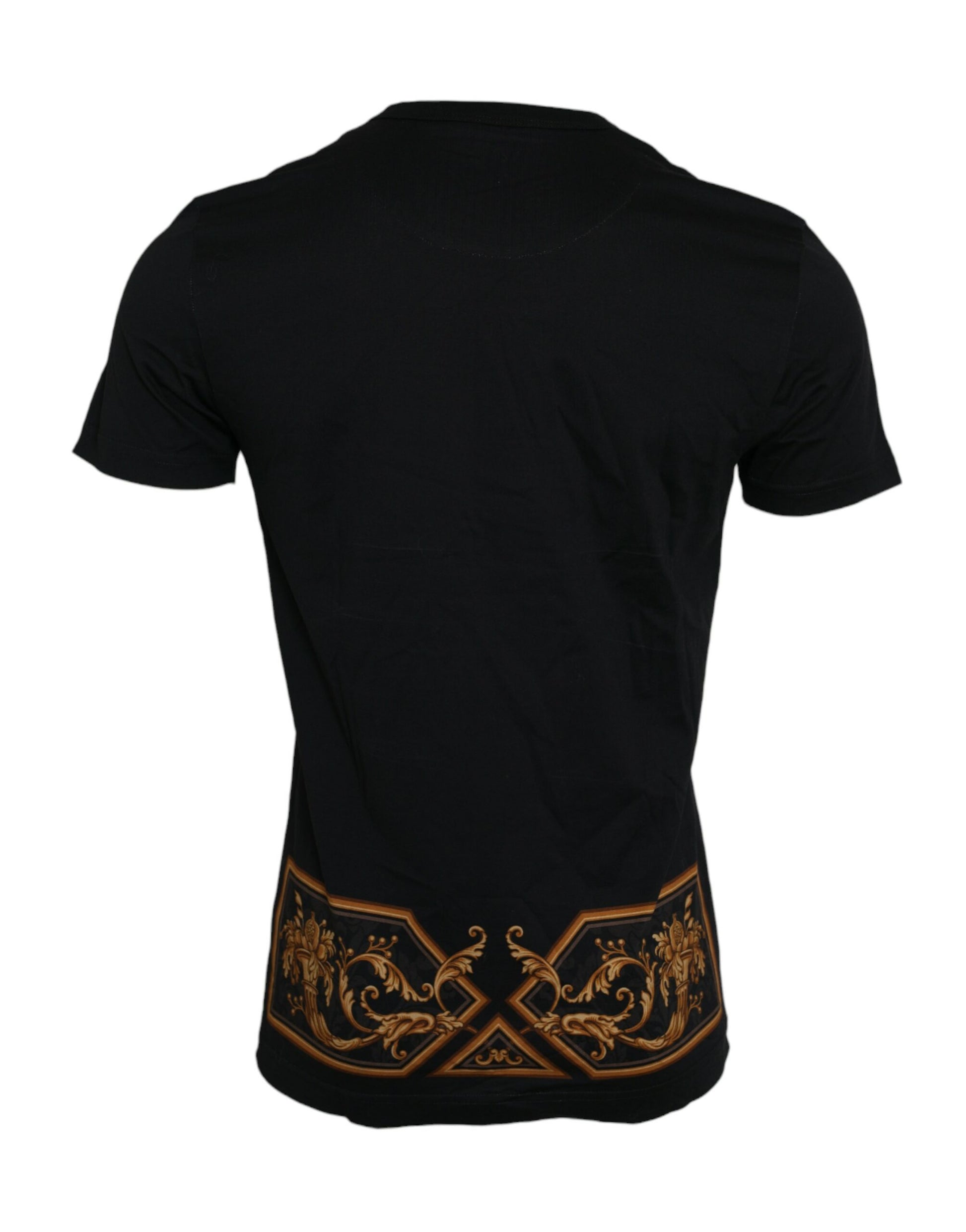 Black Gold Logo Print Cotton Crew Neck T-shirt