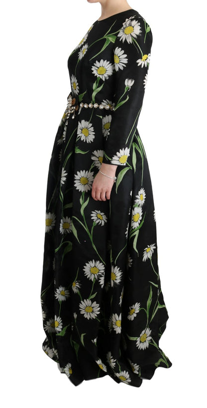 Elegant Sunflower Maxi Gown with Crystals