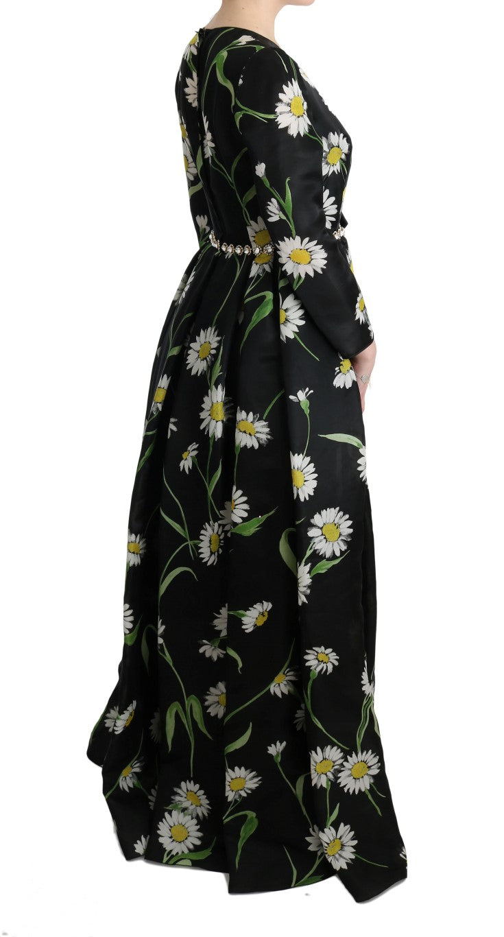 Elegant Sunflower Maxi Gown with Crystals