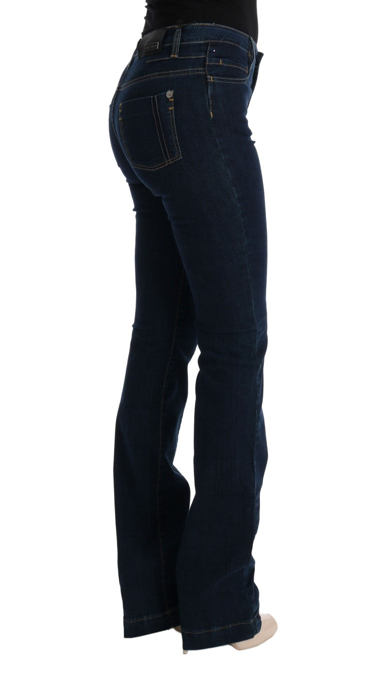 Chic Flared Cotton Jeans in Blue