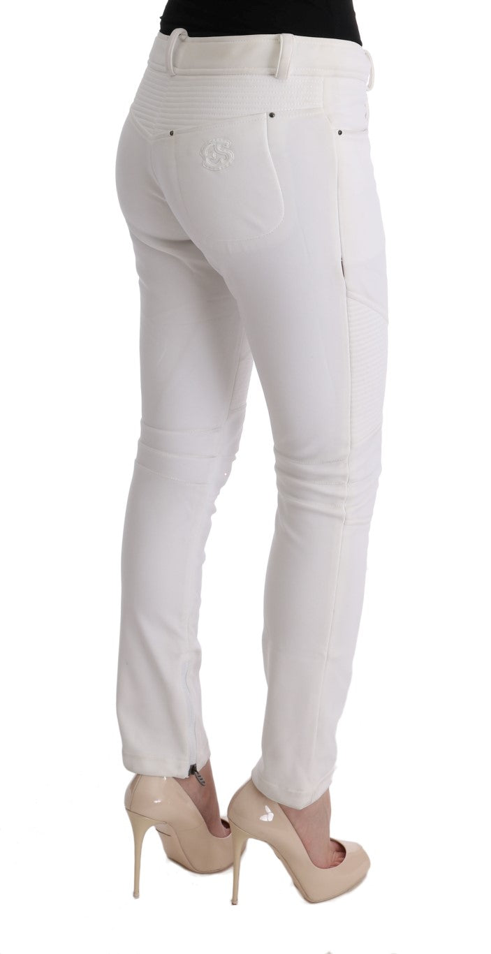 Chic White Slim Fit Cotton Pants