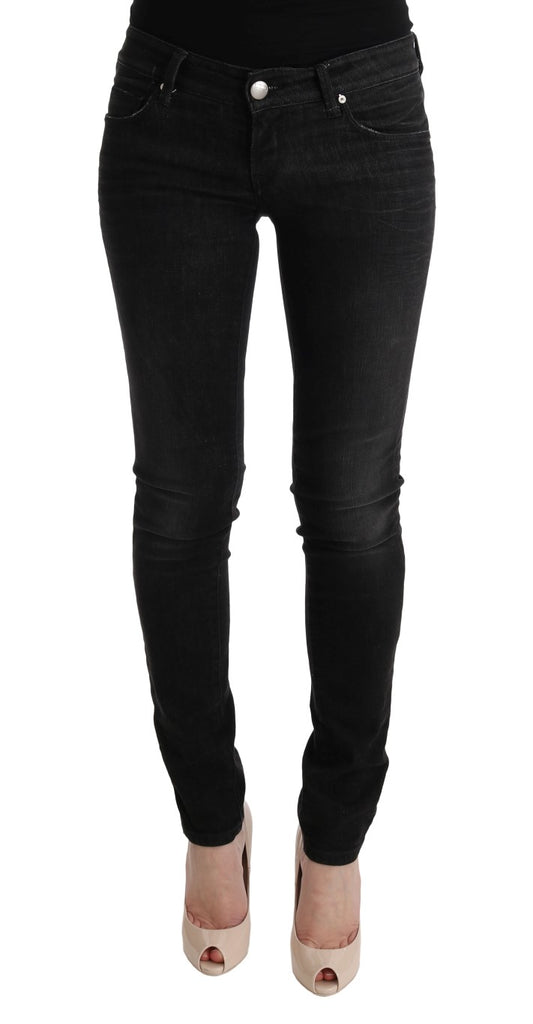 Chic Slim Fit Black Cotton Jeans