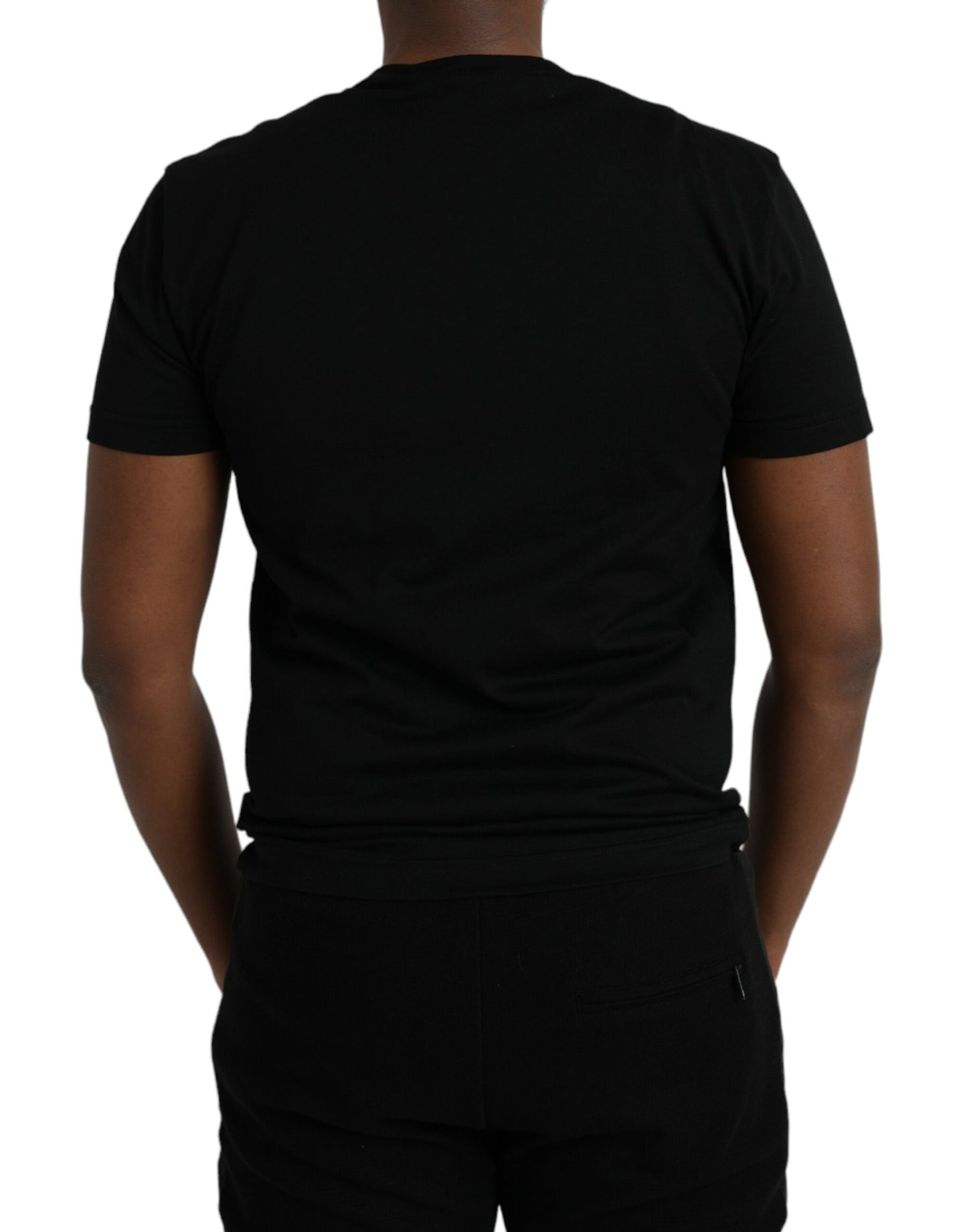 Black Cotton Silver Chain Short Sleeve T-shirt