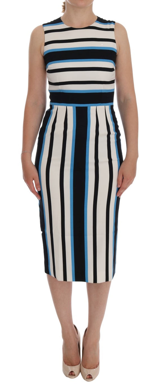 Chic Striped Silk Sheath Dress