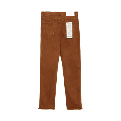 Chic Raw Cut Brown Jeans for Women