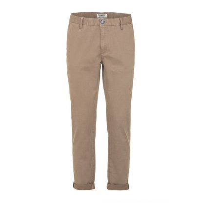 Beige Cotton Blend Casual Pants for Men