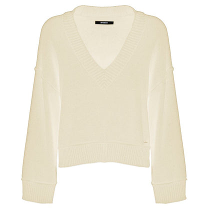 Chic Beige V-Neck Wool Blend Sweater