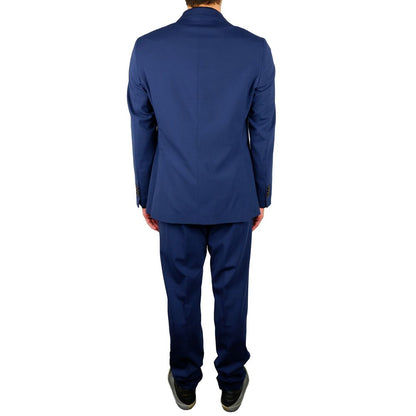 Elegant Blue Wool Blend Two-Piece Suit