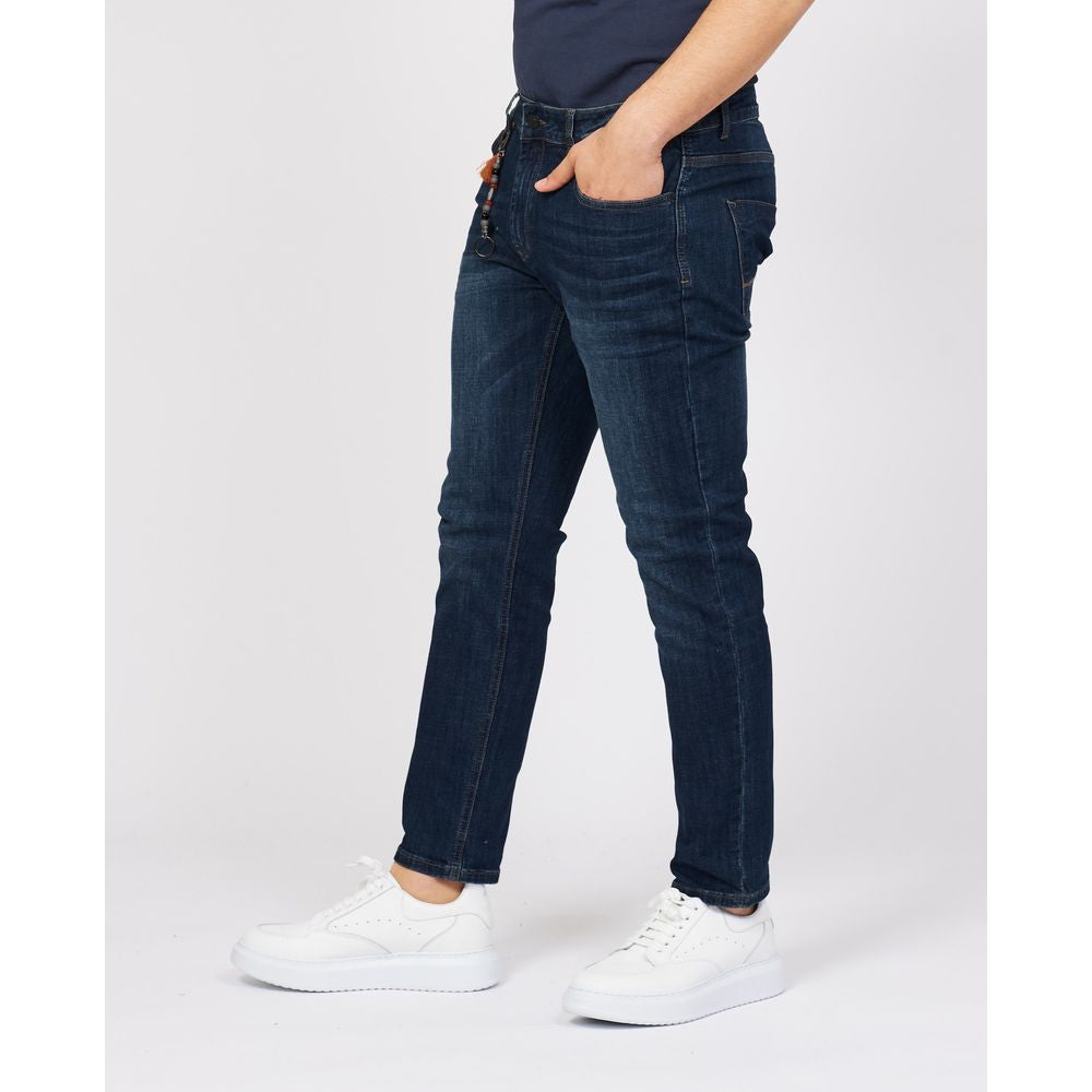 Sleek Blue Cotton Stretch Jeans