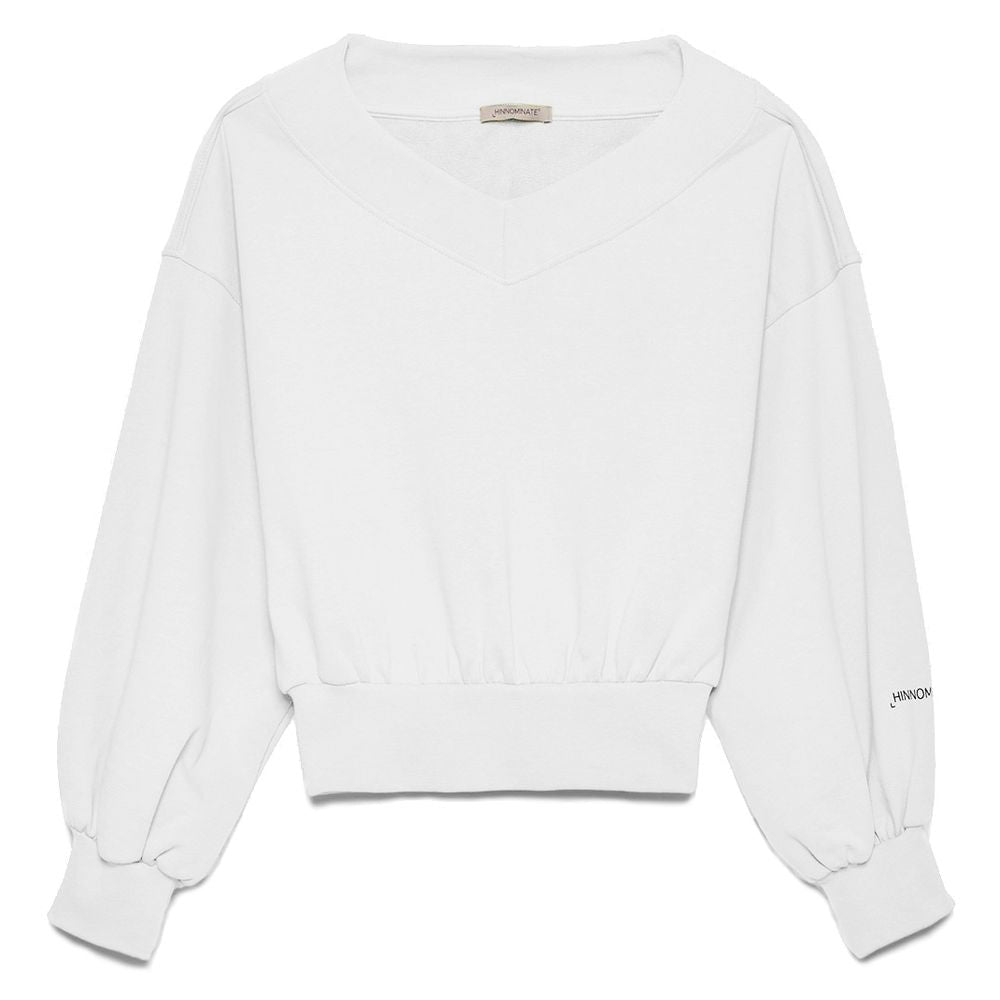 Chic V-Neck Cotton Sweatshirt with Logo Sleeve