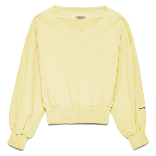 Chic Yellow V-Neck Cotton Sweatshirt