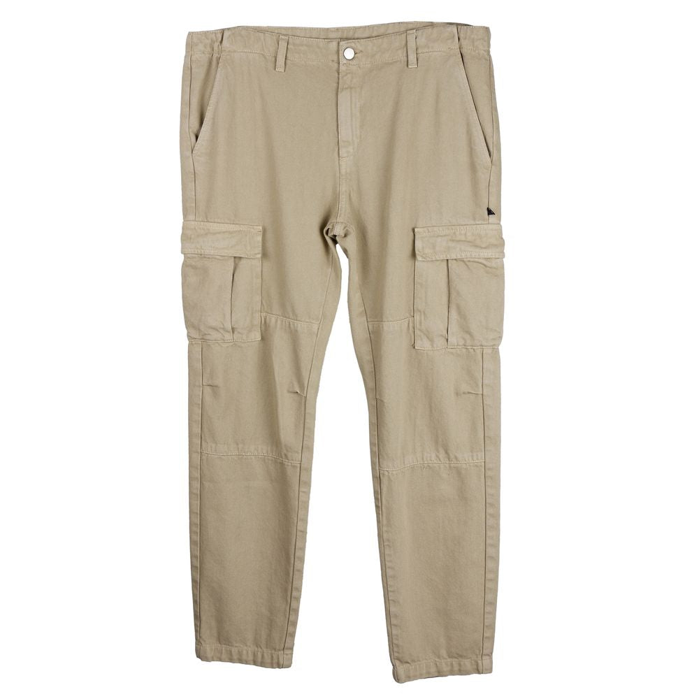 Beige Cotton Men Trouser