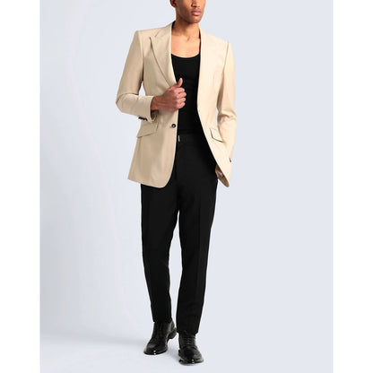 Beige Wool E Silk Blazer