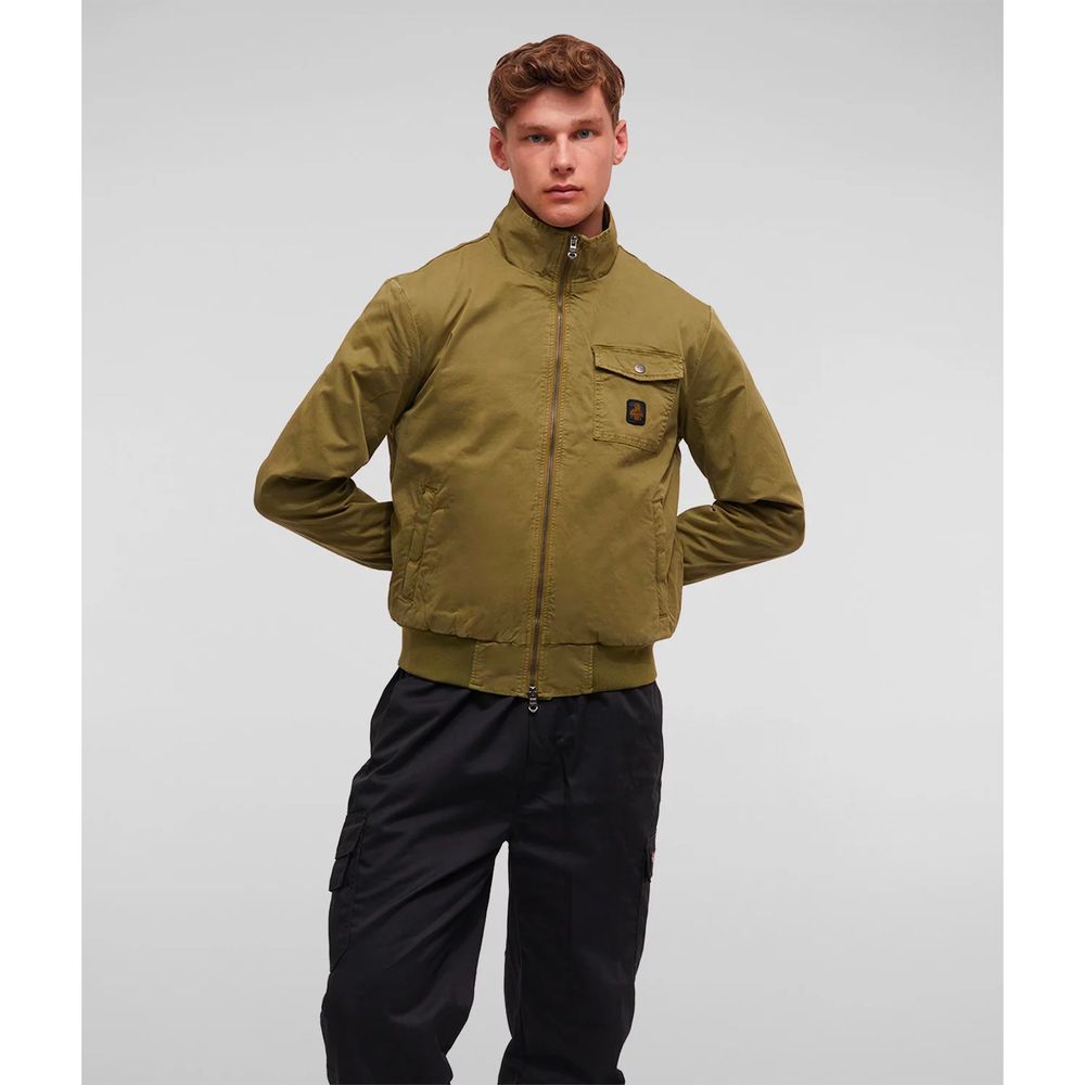 Elegant Green Cotton Bomber Jacket for Men