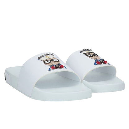 White Embellished Rubber Slippers for Men