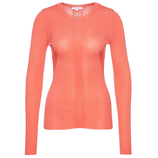 Chic Pink Round Neck Sweater with Metallic Detail