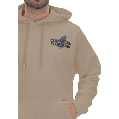 Beige Cotton Logo Hoodie with Back Print