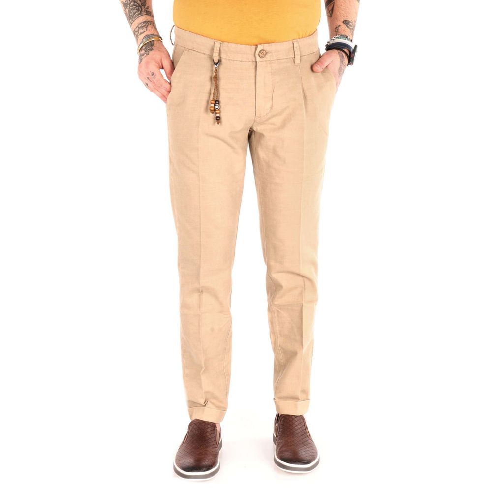 Chic Beige Cotton Chino Trousers