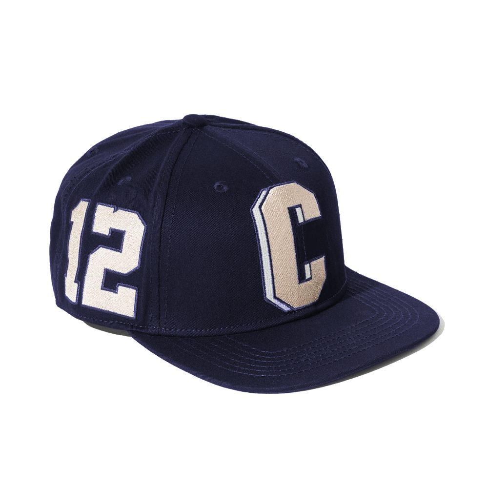 Embroidered Logo Flat Visor Cap in Blue