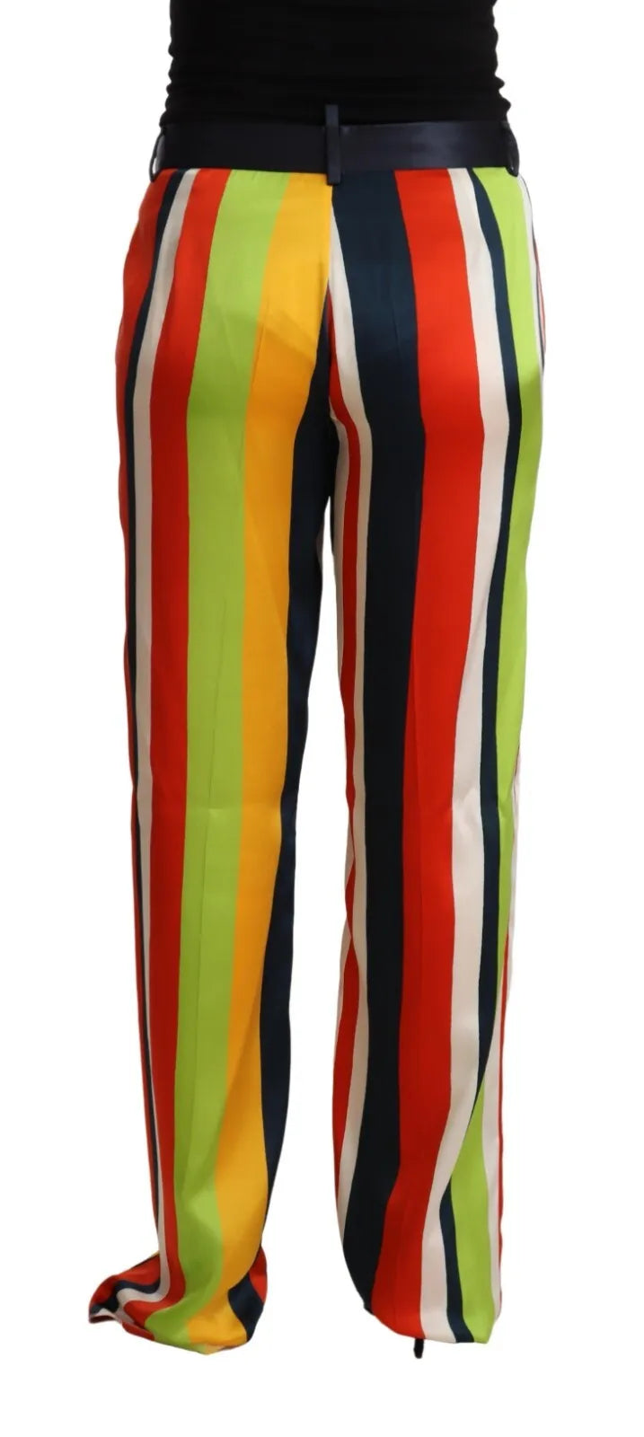 Multicolor Striped Mid Waist Straight Pants