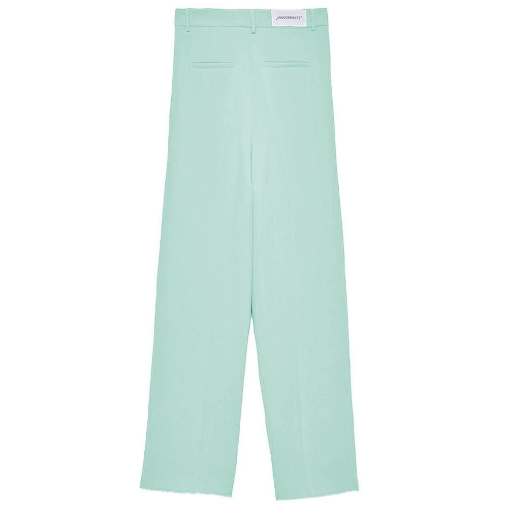 Chic Crepe Straight Trousers in Lush Green