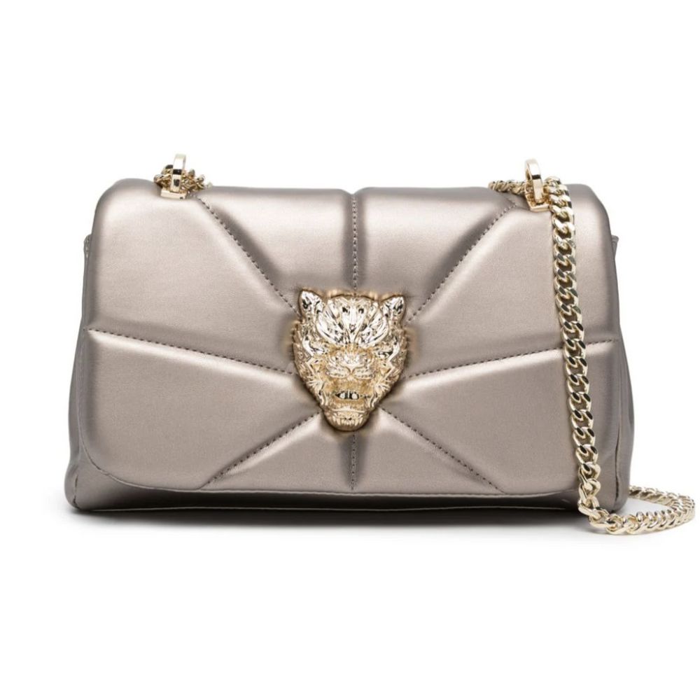 Chic Beige Crossbody Bag with Gold Chain Accent