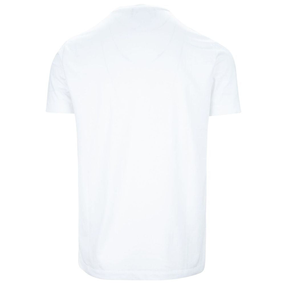 Elegant White Cotton Tee with Contrast Print