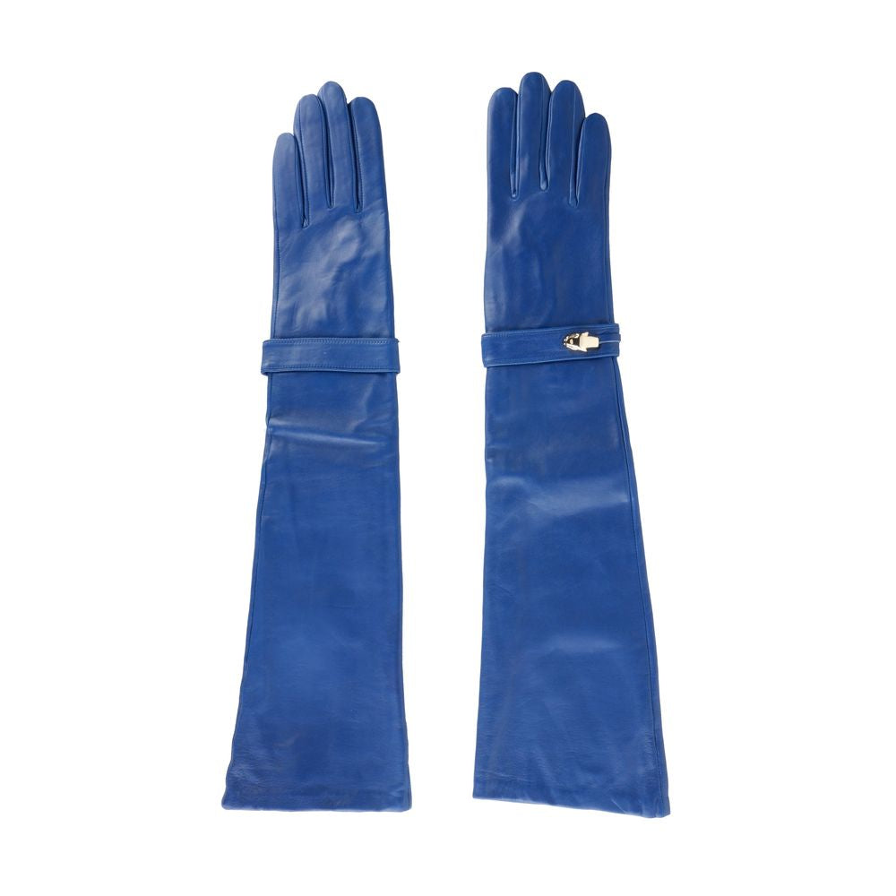 Blue Lambskin Women Glove