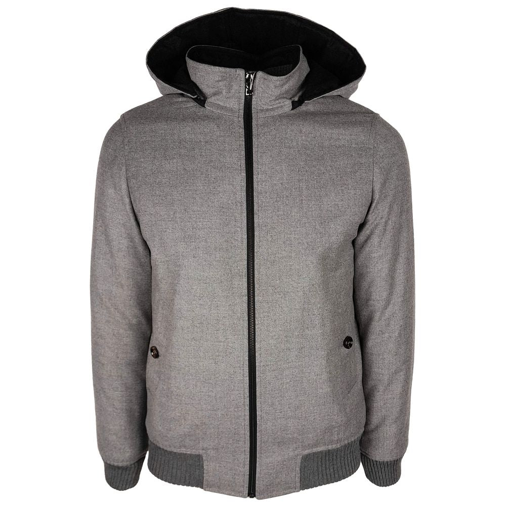 Elegant Wool-Cashmere Men's Jacket with Hood