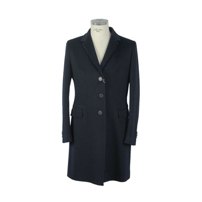 Elegant Black Virgin Wool Coat for Men