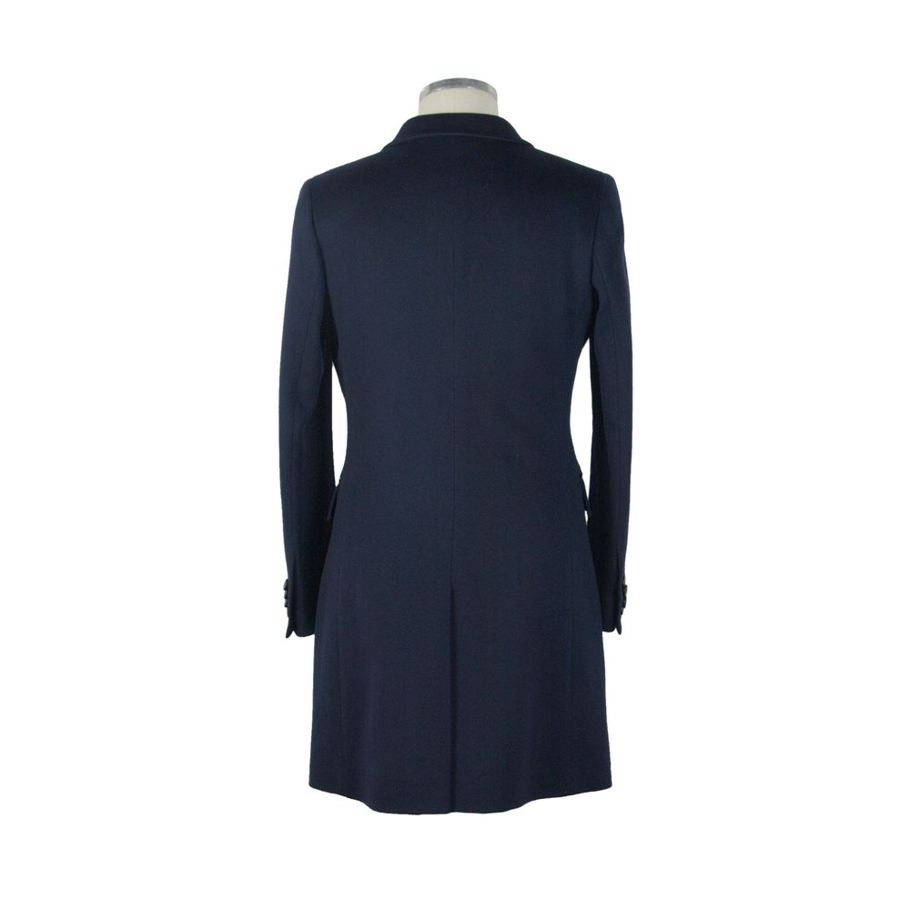 Elegant Italian Wool Coat in Lustrous Blue