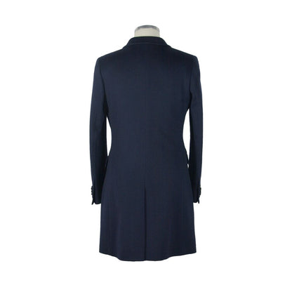 Elegant Italian Wool Coat in Lustrous Blue