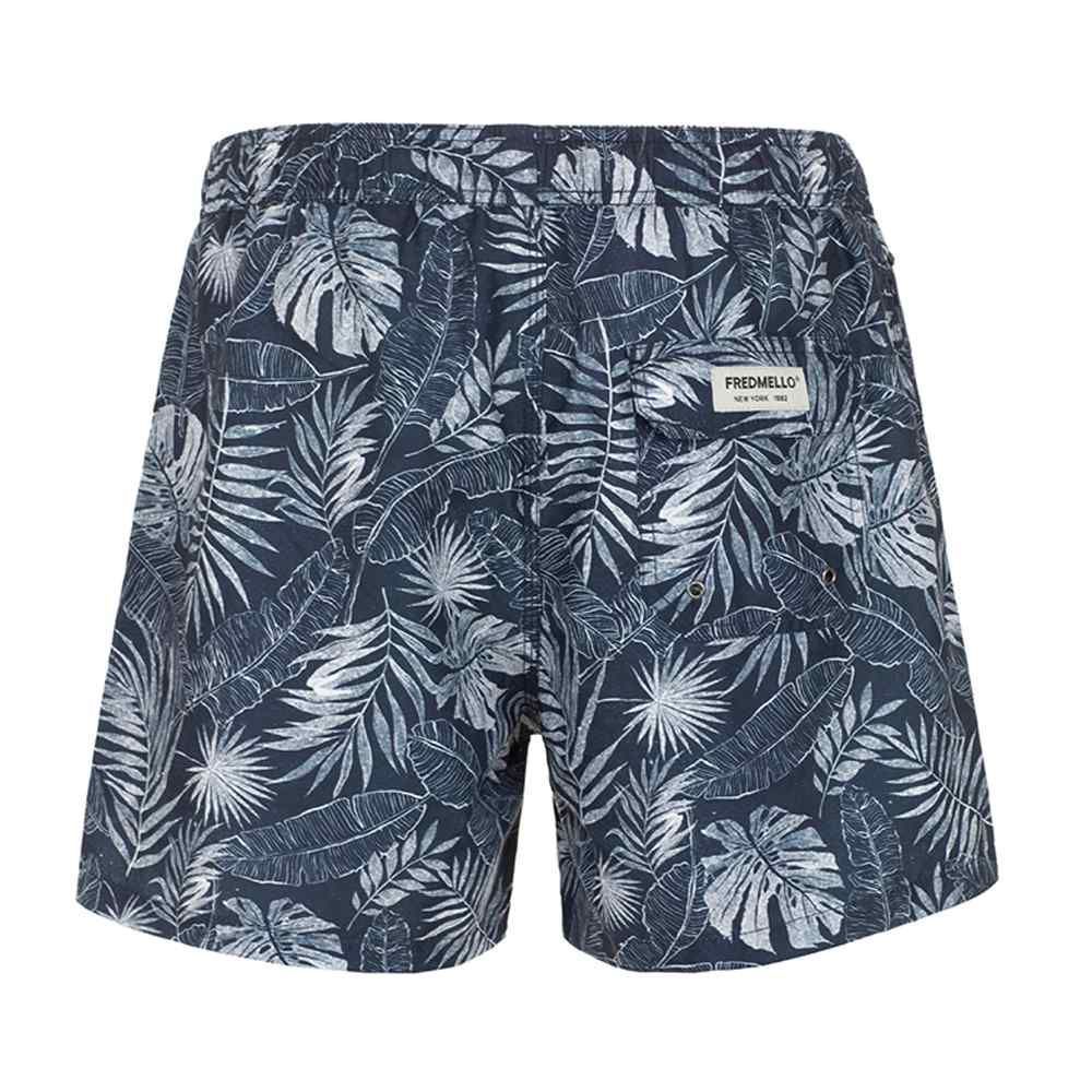 Blue Polyester Men Swimwear