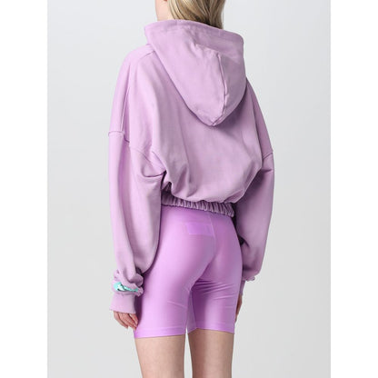 "Purple Cotton Women Sweater With Zip Closure"