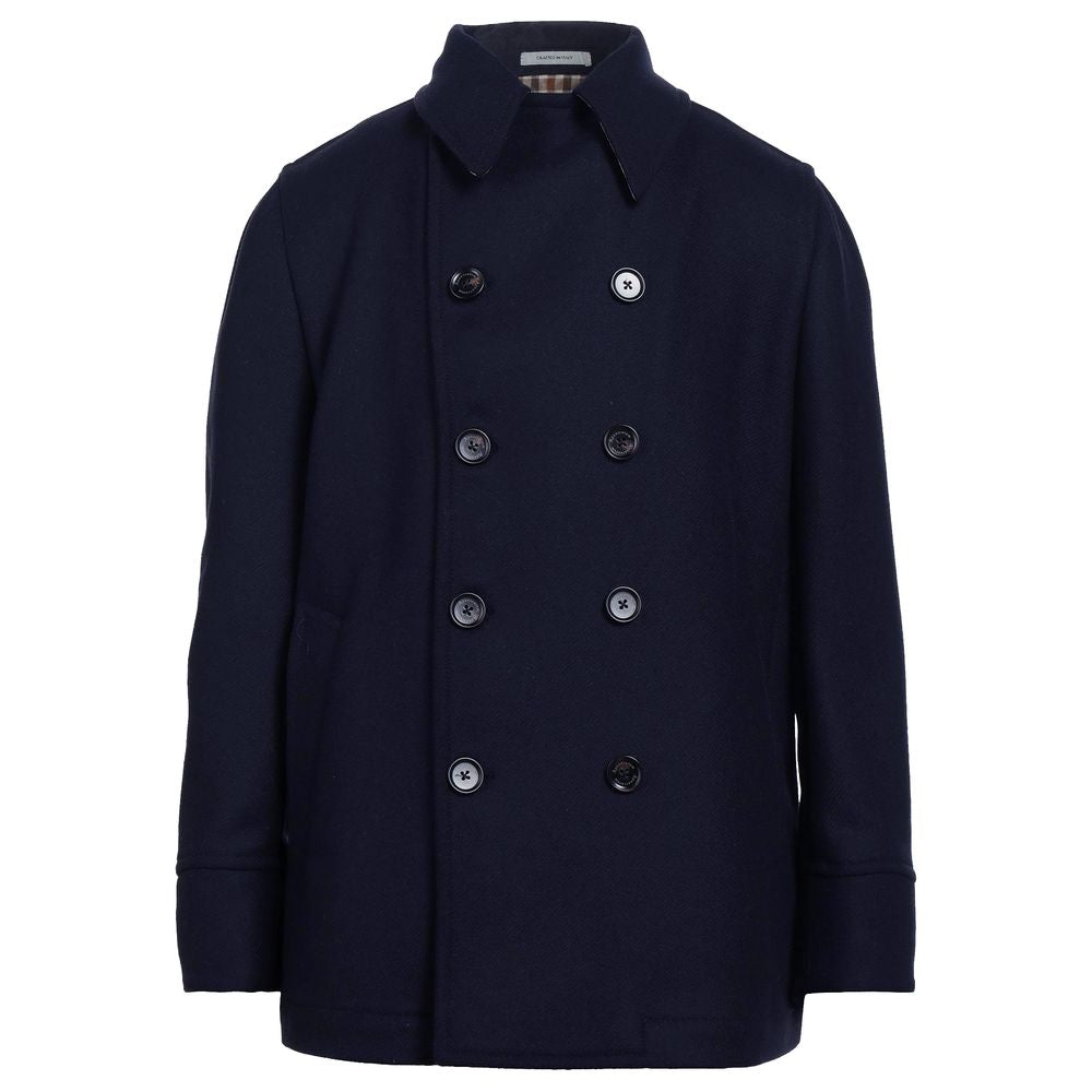 Elegant Double-Breasted Men's Wool Coat