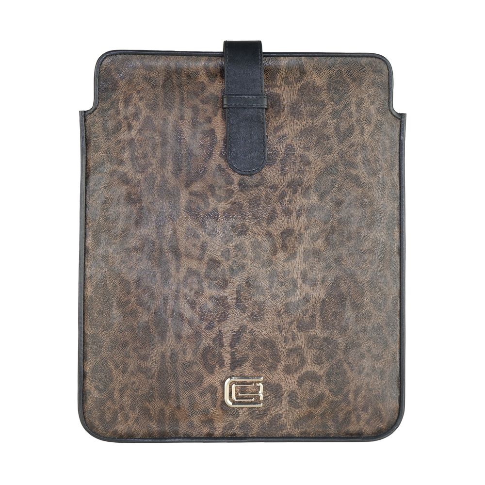 Chic Calfskin Tablet Case with Leopard Accent