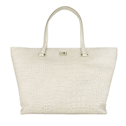 Chic White Calfskin Leather Handbag