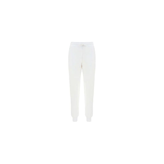 Chic White Cotton Pants with Rainbow Accents