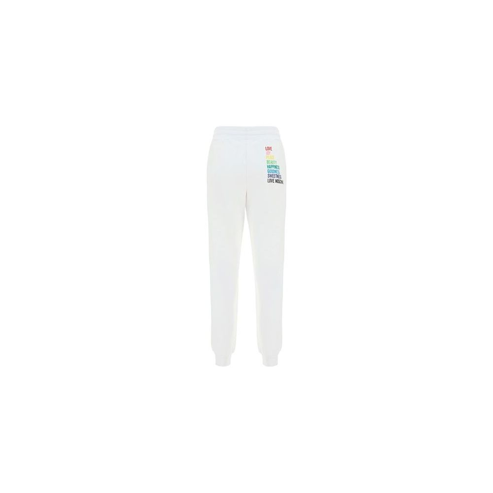 Chic White Cotton Pants with Rainbow Accents