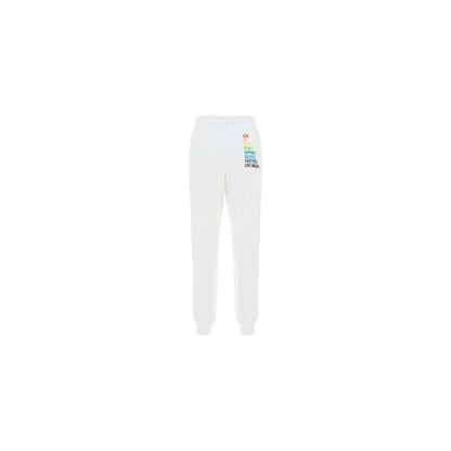 Chic White Cotton Pants with Rainbow Accents