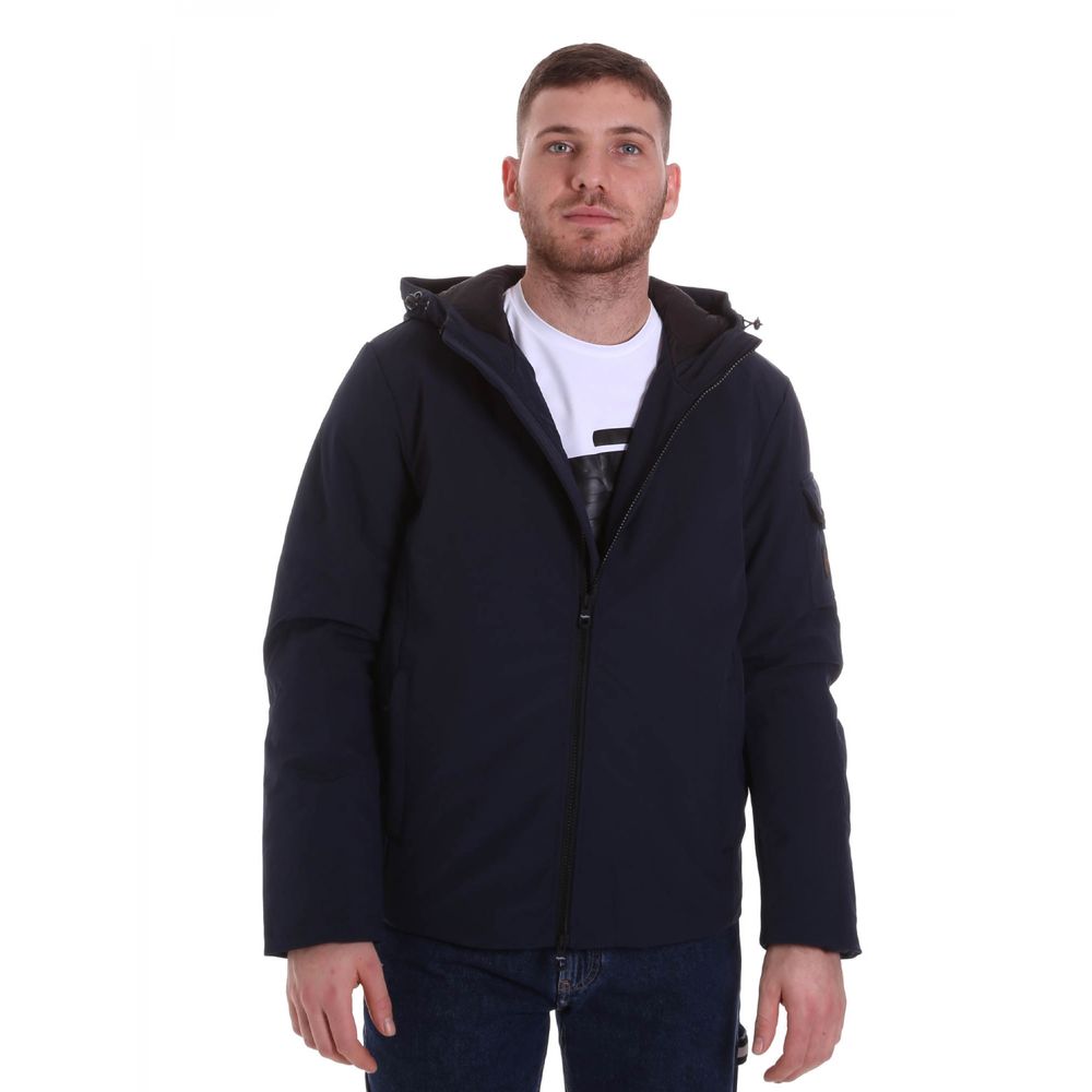 Blue Polyester Men Jacket