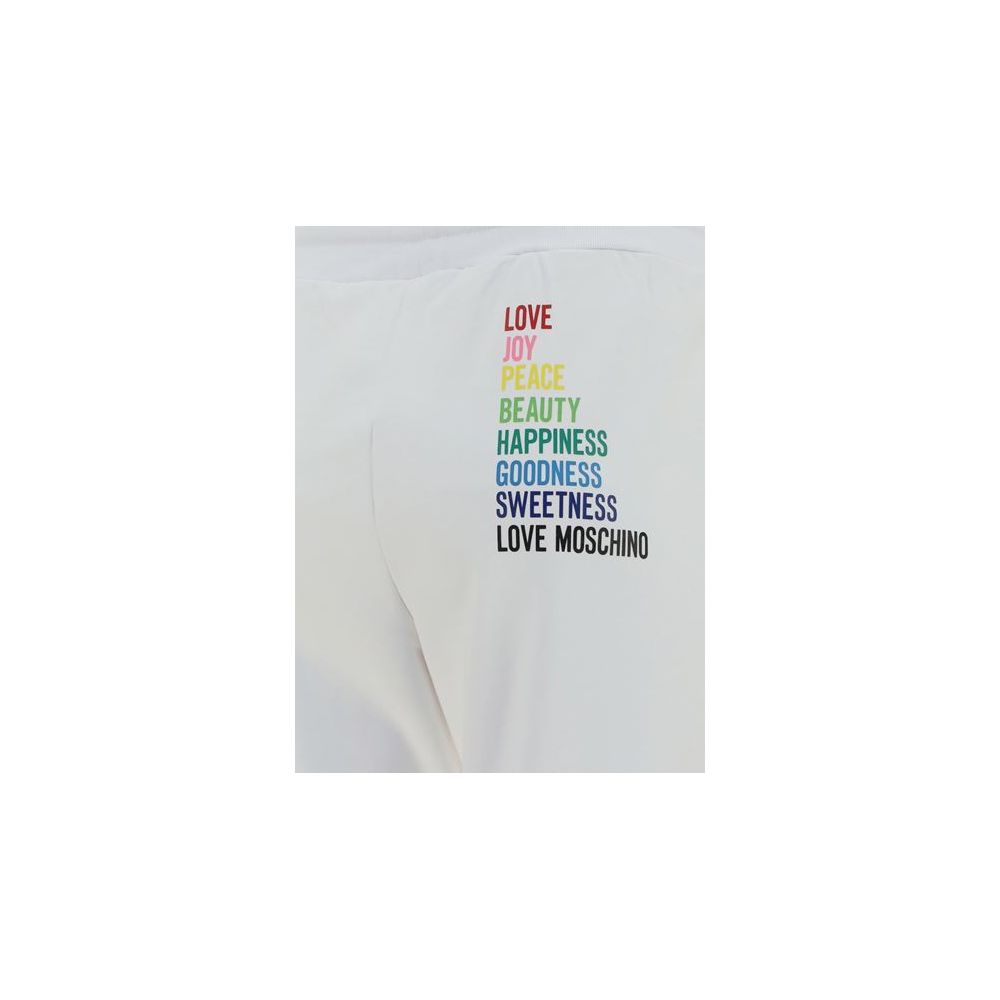 Chic White Cotton Pants with Rainbow Accents